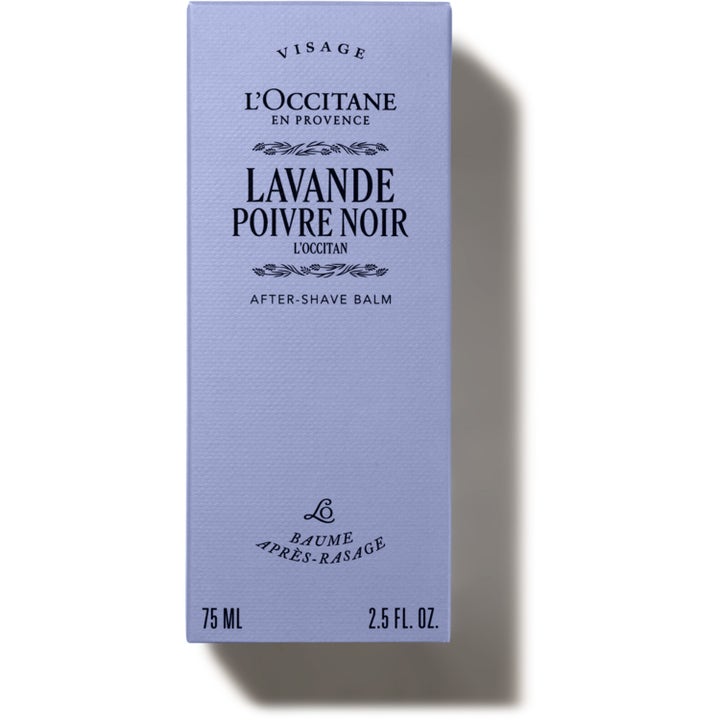 L'Occitane en Provence Lavande Poivre Noir 75 ml lugnande after shave balm i en ljuslila ytterförpackning.
