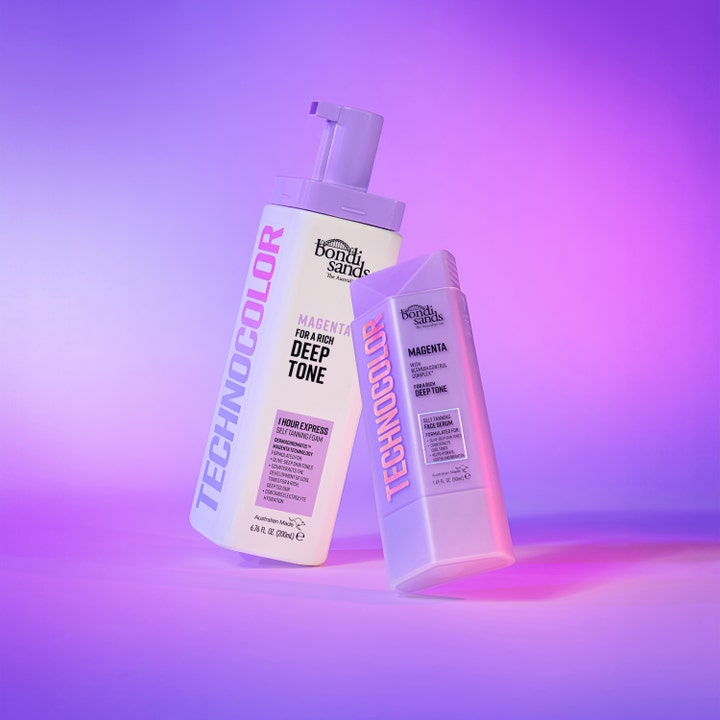 Bondi Sands Technocolor Face Serum Magenta 50 ml ger djup ton med detta bondi sands serum ansikte i lila flaska.
