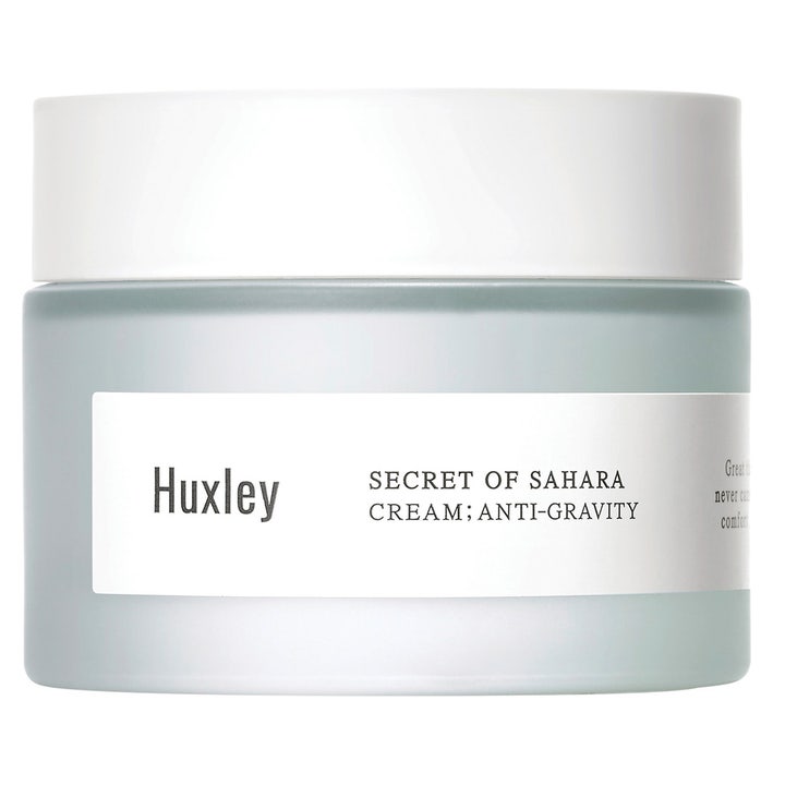 Huxley Secret of Sahara Cream Anti-Gravity 50 ml återfuktande ansiktskräm i frostad glasburk med vitt lock
