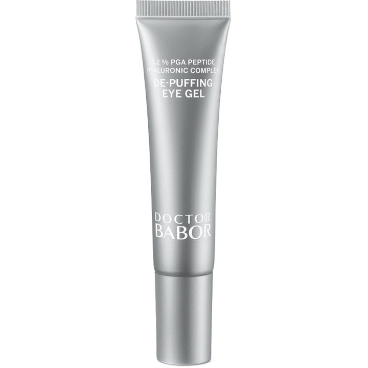 Doctor Babor De-Puffing Eye Gel svalkande ögongel i silvrig tub som minskar svullnad och ger fukt med peptider
