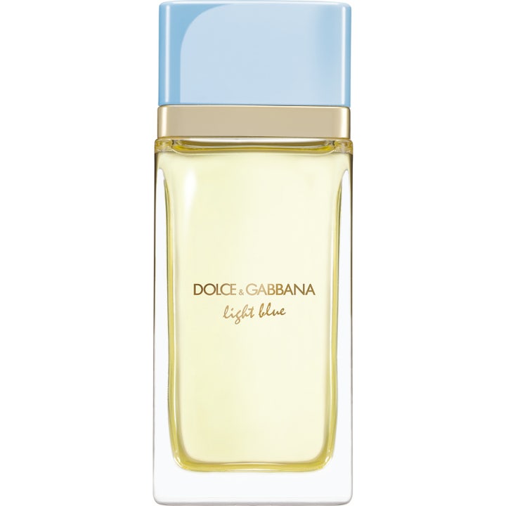 Dolce & Gabbana Light Blue Eau de Parfum 200 ml fräsch parfym i en hög glasflaska med ljusblå kork och guldkant