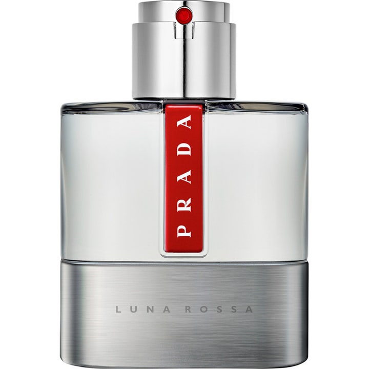 Prada Luna Rossa Eau De Toilette 50 ml fräsch herrparfym i silverfärgad glasflaska med röd logotyp