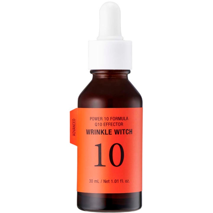 It's Skin Power 10 Formula Q10 Effector 30 ml q10 anti age serum mot fina linjer i brun glasflaska med orange etikett.