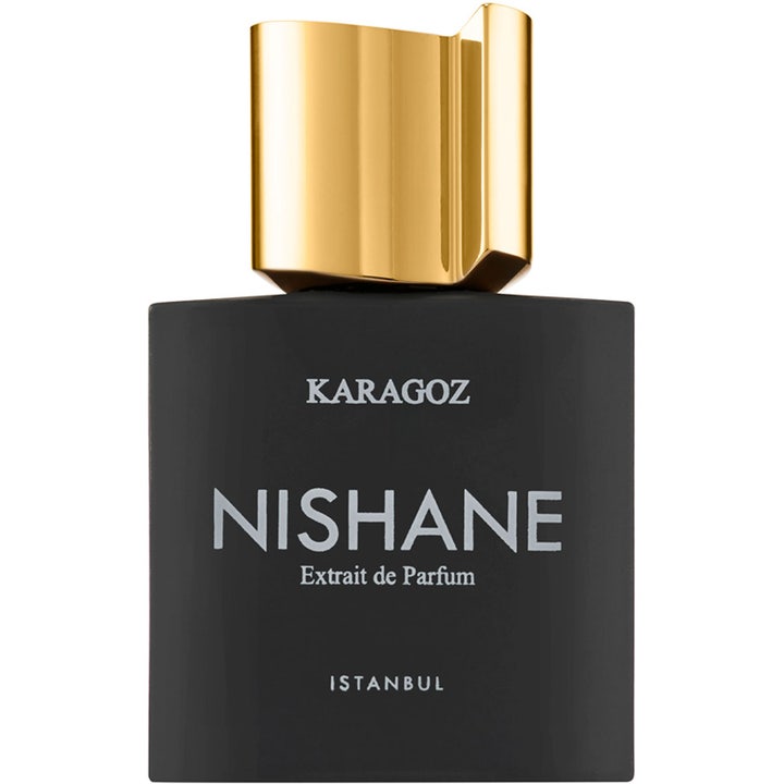 Nishane Karagoz 50 ml niche parfym från Istanbul i en matt svart flaska med ett skulpturalt guldlock