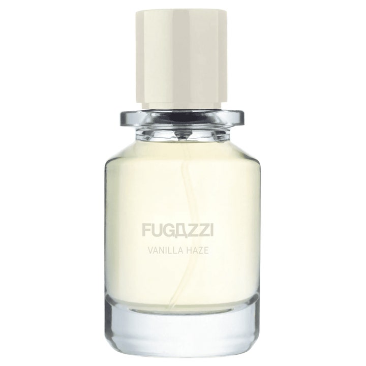 Fugazzi Vanilla Haze 50 ml söt parfym i stilren glasflaska med ljusgul vätska och vit kork
