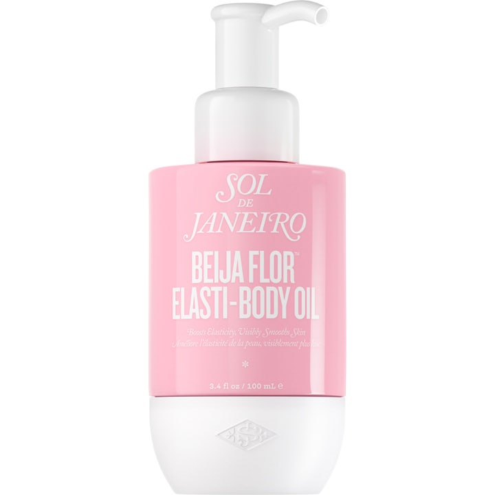 Sol de Janeiro Beija Flor Elasti-Body Oil 100 ml återfuktande kroppsolja i rosa pumpflaska för torr hud
