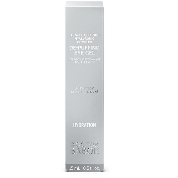 Babor DOC De-Puffing Eye Gel 15 ml ögonkräm mot svullnad i silvrig ytterförpackning med Hyaluronic Complex