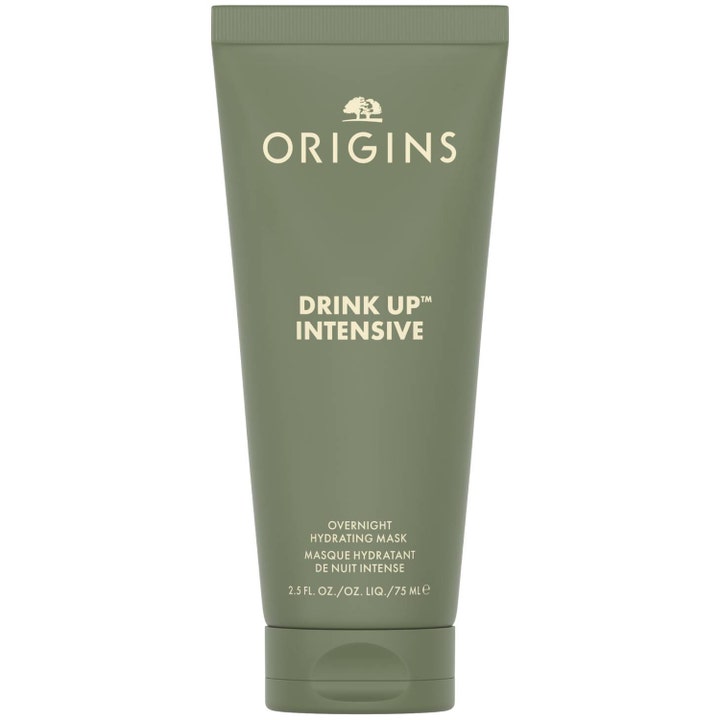 Origins Drink Up Intensive 75 ml ansiktsmask för djup återfuktning i en matt olivgrön plasttub
