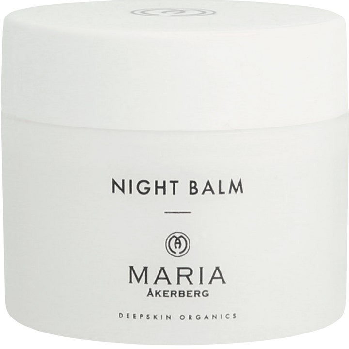 Maria Åkerberg Night Balm 50 ml ekologisk återfuktande nattkräm i en stilren vit burk med skruvlock