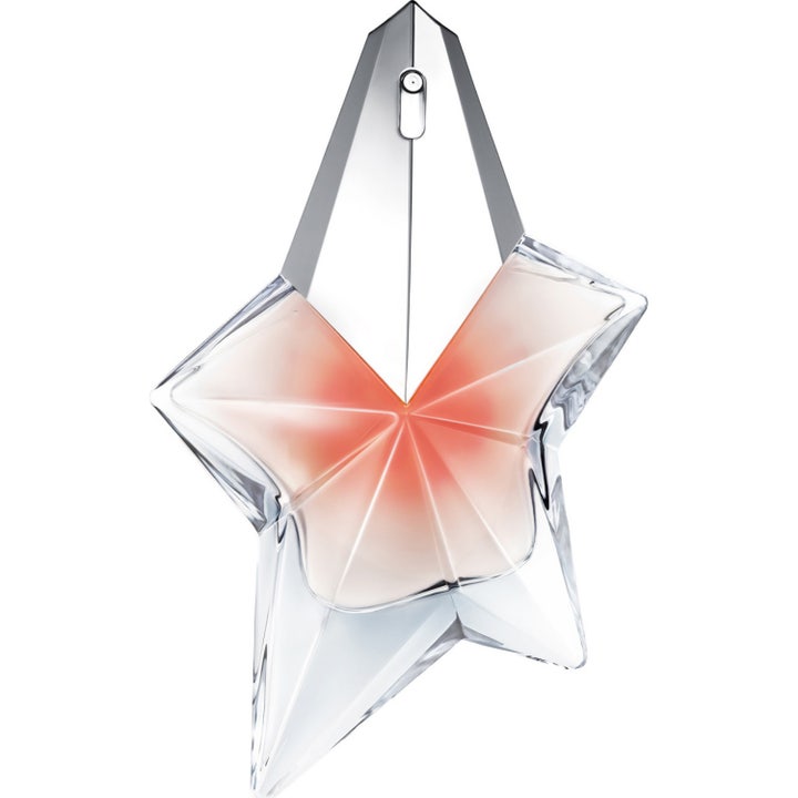 Mugler Angel Blush 50 ml parfym i stjärnformad glasflaska med silvrig topp och persikofärgad vätska