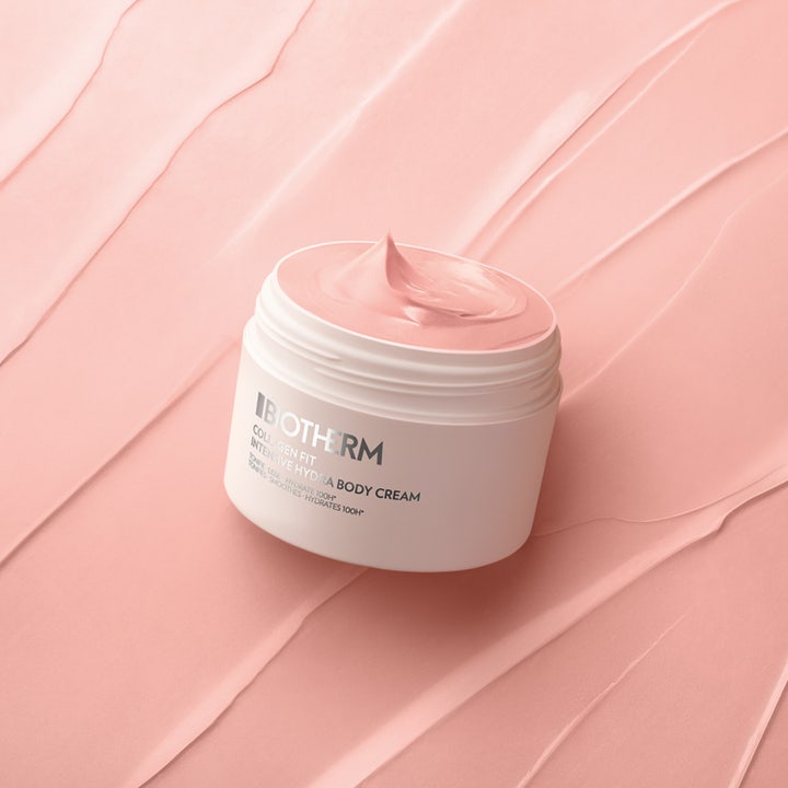 Biotherm Collagen Fit Body Cream 200 ml kroppskräm med collagen peptides, ceramider och biotech plankton i rosa bubblor