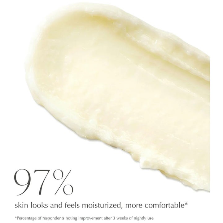 Exuviance Exfoliating & Conditioning Foot Balm 50 g AHA fotexfoliering med krämig vit textur och text om 97% resultat.