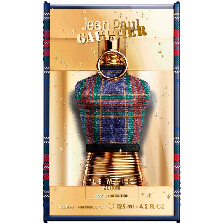 Jean Paul Gaultier Le Male Elixir Parfum Collector Edition 125 ml herrparfym i torsoflaska med glittrigt rutmönster