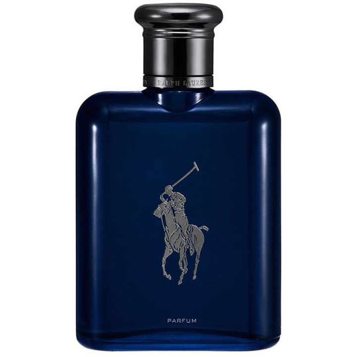 Ralph Lauren Polo Blue Parfum 125 ml herrparfym i mörkblå glasflaska med silverdetaljer och logotyp