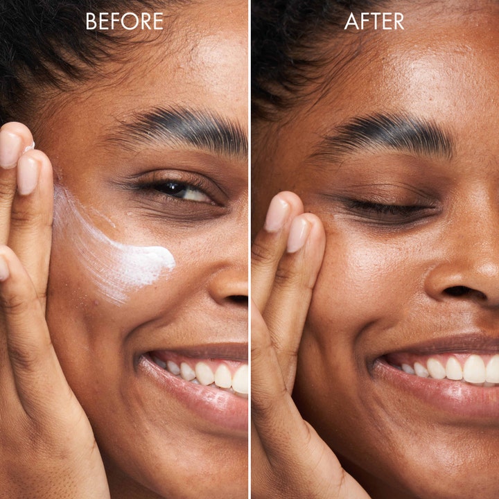 Origins Ginzing SPF30 Daily Moisturizer 50 ml dagkräm med solskydd före och efter som ger huden lyster