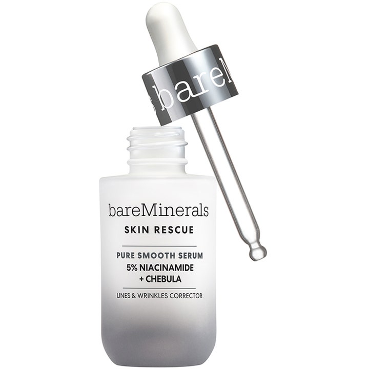 bareMinerals Skin Rescue Pure Smooth Serum 30 ml hudvårdsserum med niacinamide i frostad glasflaska med pipett