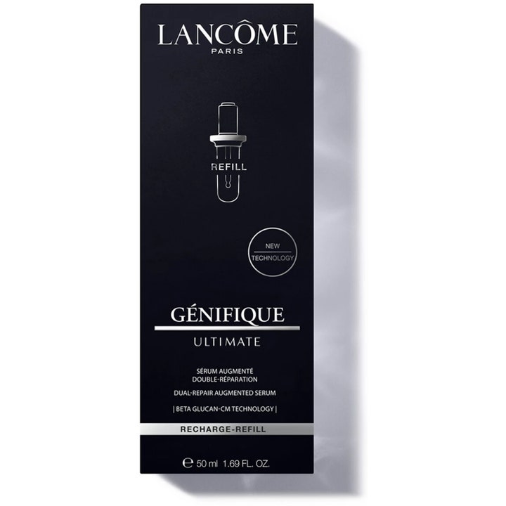 Lancôme Génifique Ultimate Serum Refill 50 ml antiaging serum för ansiktet i svart ytterförpackning med silvertext.