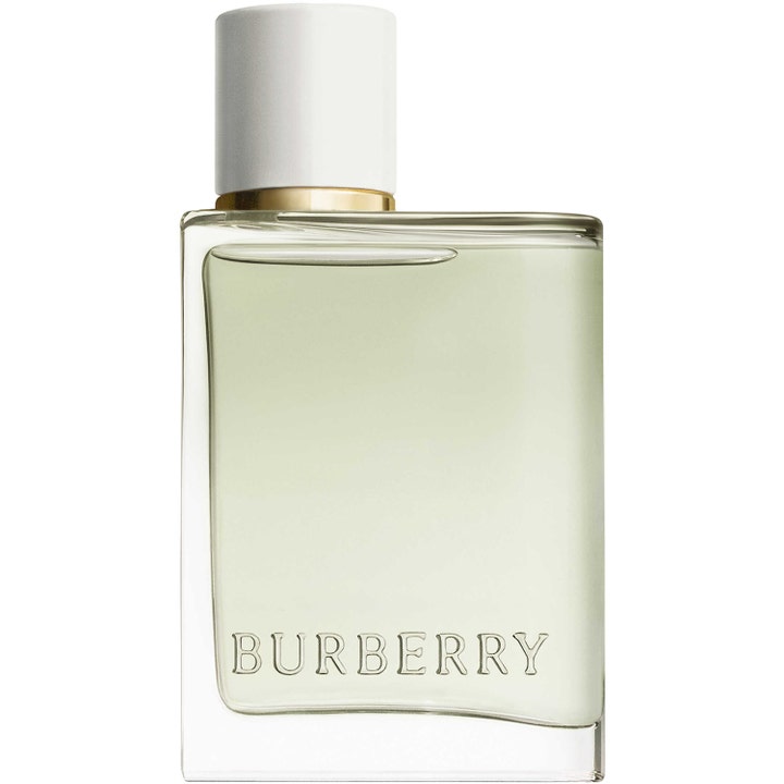 Burberry Her Eau de Toilette 30 ml fräsch grön parfym dam med ljusgrön vätska i asymmetrisk glasflaska med vitt lock