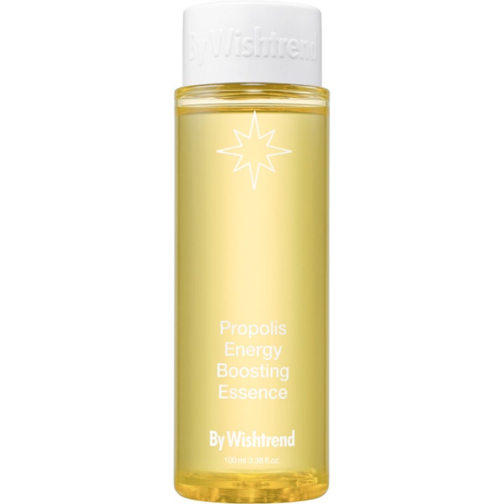 By Wishtrend Propolis Energy Boosting Essence 100 ml aktiv booster i en klar flaska fylld med guldfärgad vätska