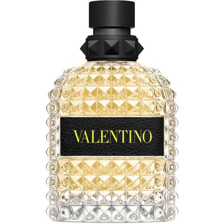 Valentino Born in Roma Uomo Yellow Dream 100 ml gul sommar parfym herr i glasflaska med nitar och gul vätska