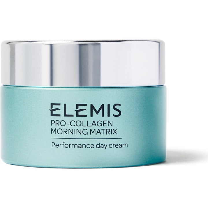 Elemis Pro-Collagen Morning Matrix 50 ml anti-aging återfuktande dagkräm i ljusblå burk med silverlock