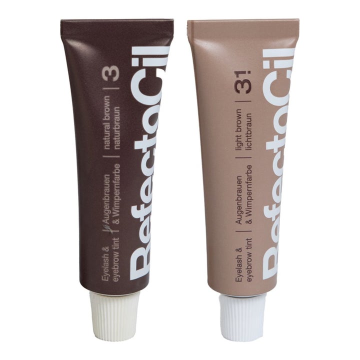 RefectoCil Natural Brown & Light Brown Duo 30 ml ögonbrynsfärg i mörkbrun och ljusbrun tub med vita korkar