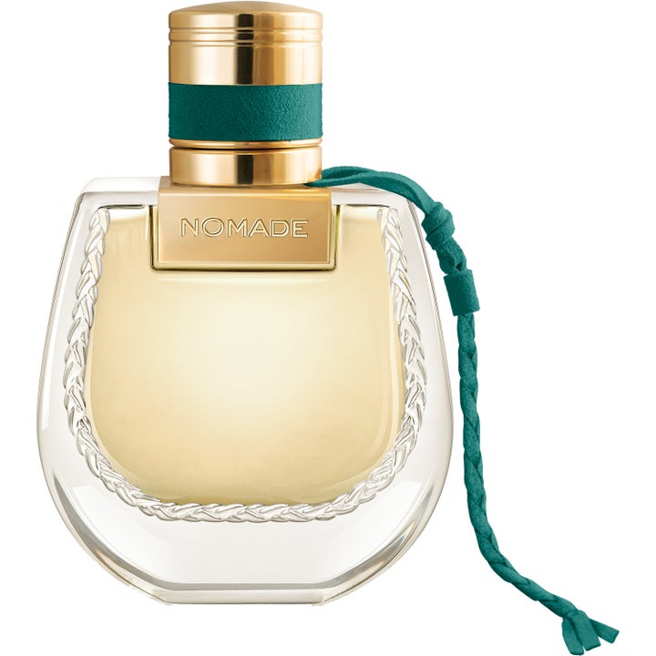 Chloé Nomade Jardin d'Égypte Eau de Parfum 50 ml parfym i glasflaska med guldkork och mörkgrönt flätat band