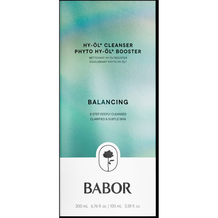 Babor Hy-Öl Cleanser & Phyto Hy-Öl Booster Balancing 300 ml rengöringskit i turkos och vit kartong
