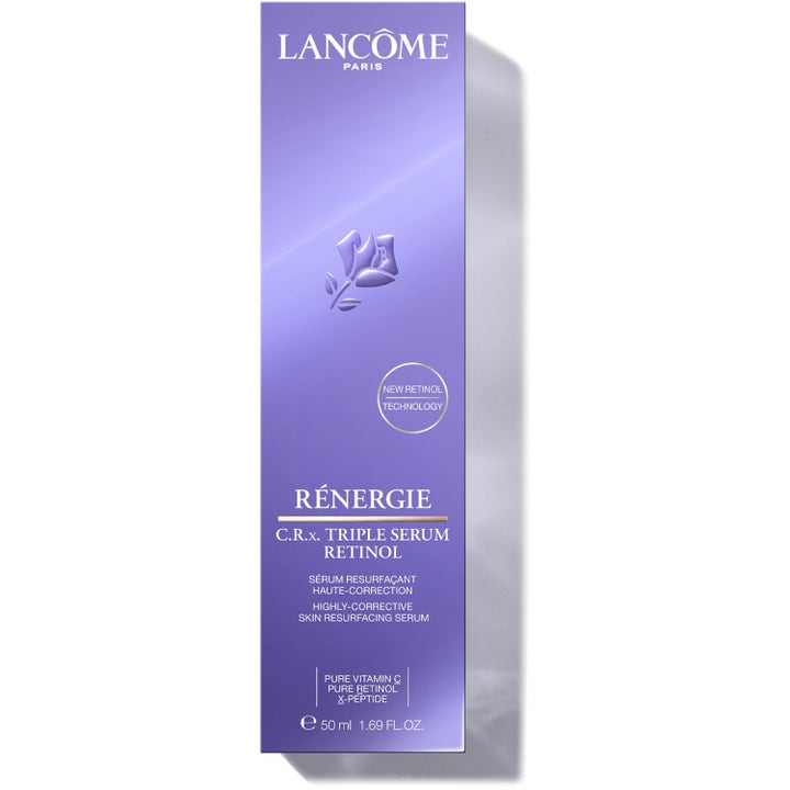 Lancôme Rénergie C.R.x. Triple Serum Retinol 50 ml hudvård i lila förpackning som ger jämnare hudton.