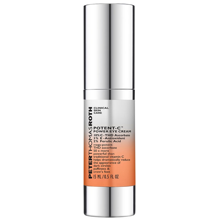 Peter Thomas Roth Potent-C Power Eye Cream 15 ml mot mörka ringar i en stilren silverfärgad tub