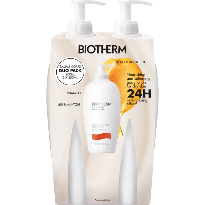 Biotherm Oil Therapy Baume Corps 800ml närande bodylotion för torr hud i vita plastflaskor med pump i duopack