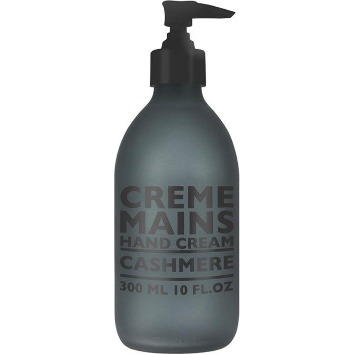 Compagnie de Provence Hand Cream Cashmere 300 ml lyxig återfuktande handkräm i grå frostad glasflaska med svart pump