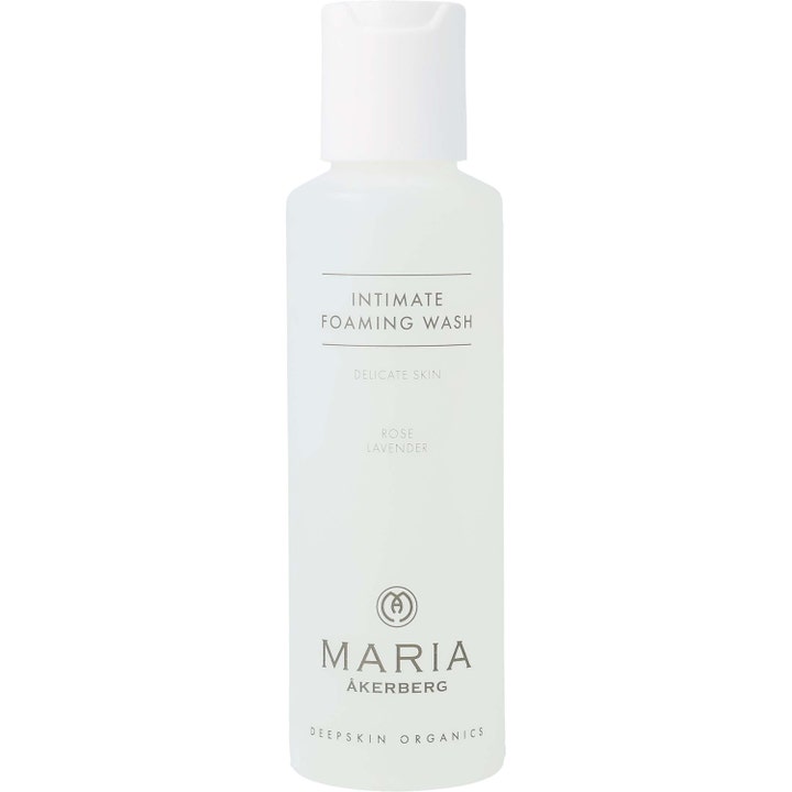 Maria Åkerberg Intimate Foaming Wash 125 ml rengör skonsamt i en frostad vit plastflaska med vitt lock