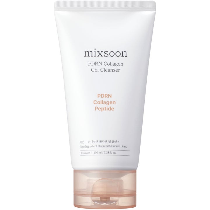 mixsoon PDRN Collagen Gel Cleanser 100 ml uppstramande rengöringsgel i vit tub med persikofärgat lock