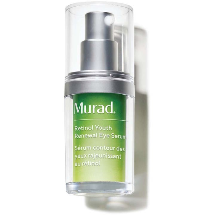 Murad Retinol Youth Renewal Eye Serum 15ml förnyande ögonserum i grön flaska med silverpump som ger lyster.