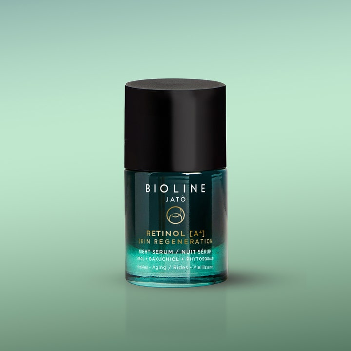 Bioline Jatò Retinol A4 Night Serum 30 ml anti-aging nattserum i mörkgrön glasflaska med bakuchiol
