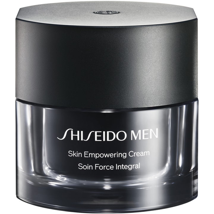 Shiseido Men Skin Empowering Cream 50 ml herrkräm för hudföryngring ansikte i en mörk glasburk med matt lock