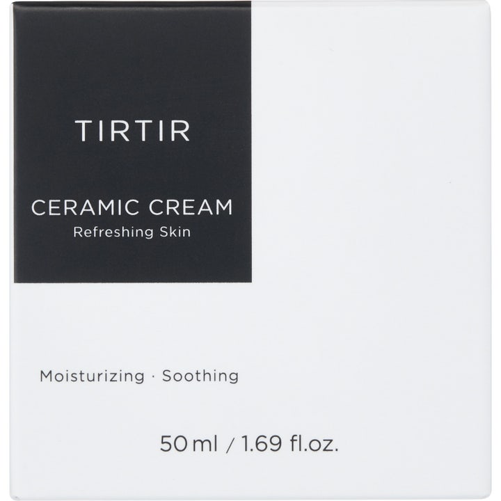TIRTIR Ceramic Cream 50 ml fuktkräm ansikte i vit och svart kartong för en lugnande ceramidrutin och len hud