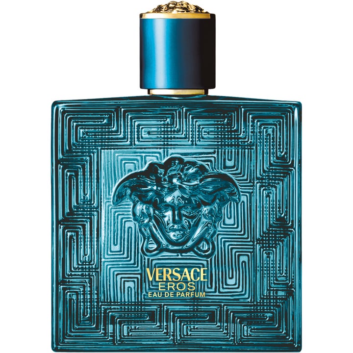 Versace Eros Pour Homme Eau de Parfum 100 ml lyxig herrparfym versace i turkos glasflaska med mönster och guldlock