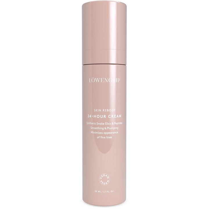 Löwengrip Skin Reboot 24-Hour Cream 50 ml återfuktande ansiktskräm med peptider i en elegant puderrosa pumpflaska