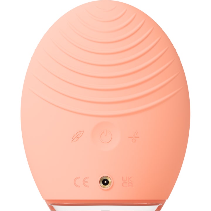 FOREO LUNA 4 Balanced Skin Orange 1 st för facial massage och sonisk rengöring med vågiga räfflor i persikofärgat silikon