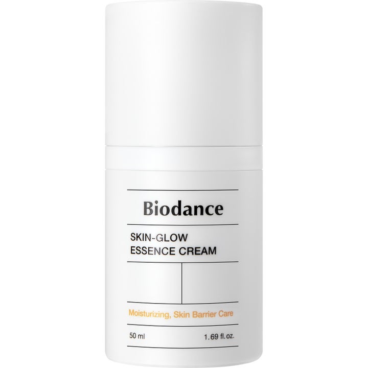 Biodance Skin-Glow Essence Cream 50 ml fuktgivande ansiktskräm i vit minimalistisk pumpflaska som ger lyster