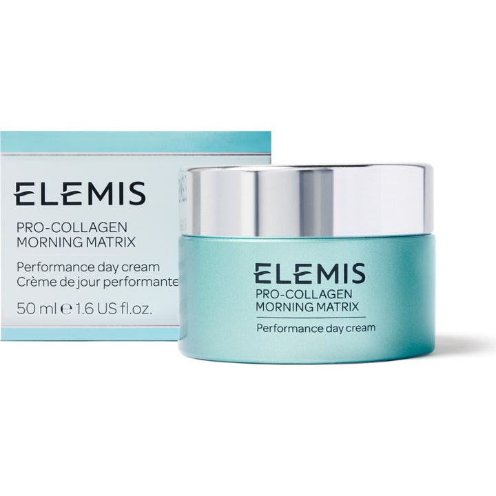 Elemis Pro-Collagen Morning Matrix 50 ml dagkräm anti age collagen i turkos burk med silverlock och tillhörande box.
