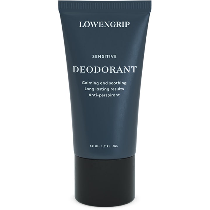 Löwengrip Sensitive Deodorant 50 ml allergivänlig antiperspirant för irriterad hud i mörkgrå tub