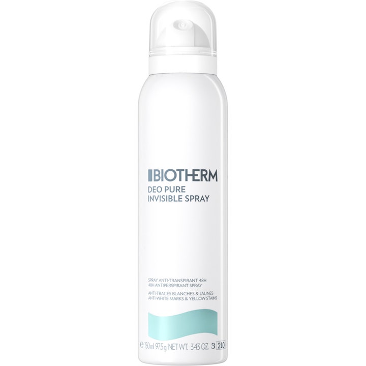 Biotherm Deo Pure Invisible Spray 150ml 48h deospray dam ger osynligt skydd i vit flaska med genomskinligt lock