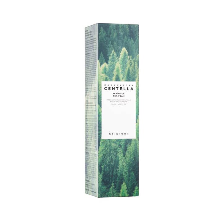 SKIN1004 Madagascar Centella Tea-Trica BHA Foam 125 ml bha ansiktsrengöring hudvård i grön box med skogsmotiv