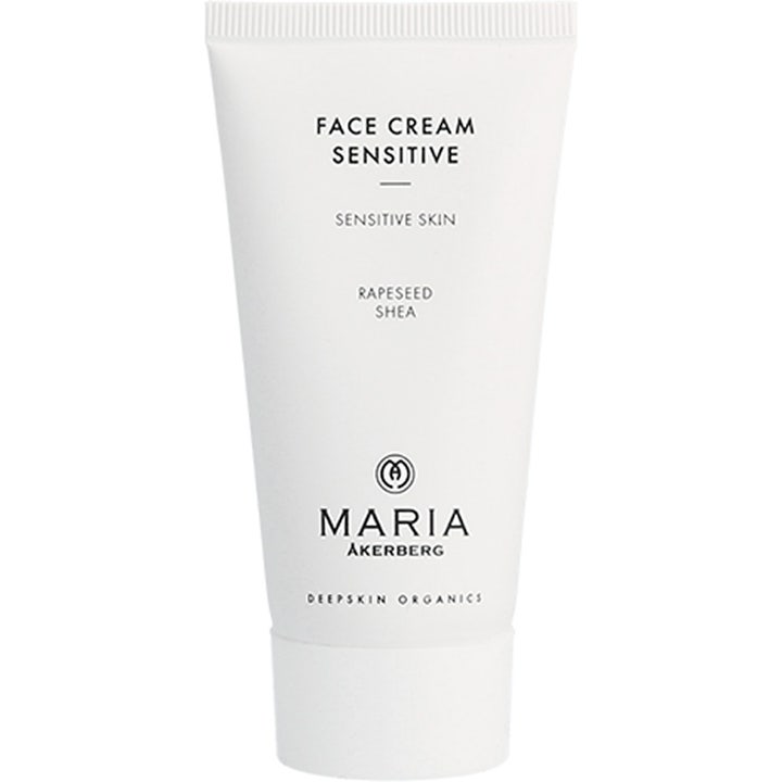 Maria Åkerberg Face Cream Sensitive 100ml lugnande ansiktskräm för känslig hud i vit plasttub med rapsolja