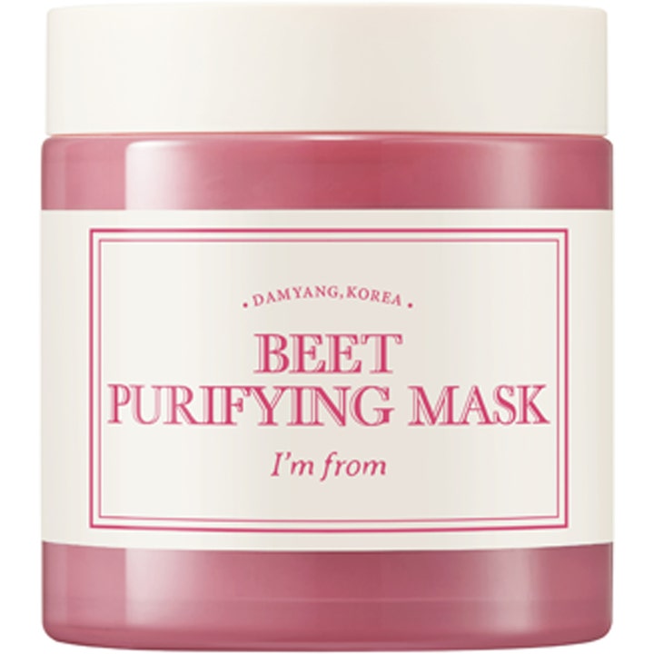 I'm from Beet Purifying Mask purifierande mask med rödbetsenzym i en rosa burk med vitt skruvlock och vit etikett