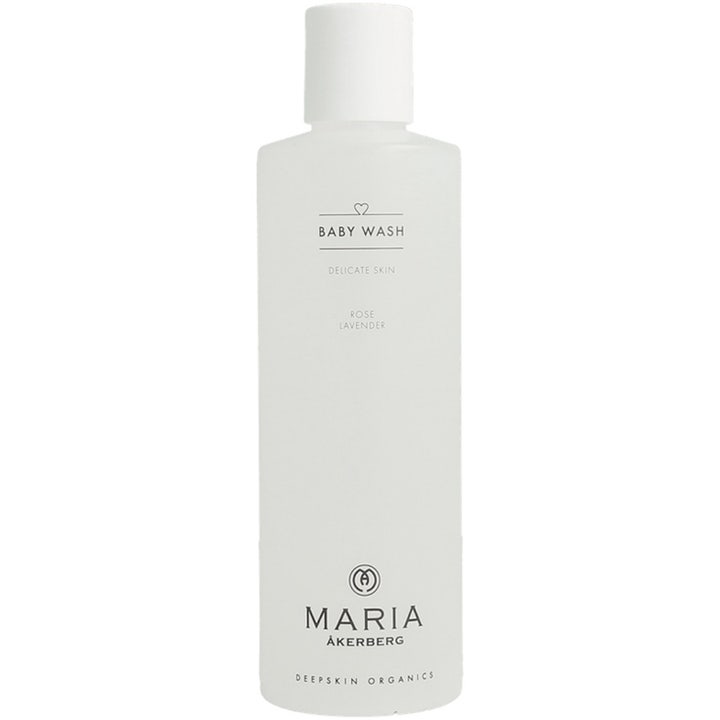 Maria Åkerberg Baby Wash 125 ml mild babyrengöring i vit frostad flaska med vitt skruvlock för känslig hud