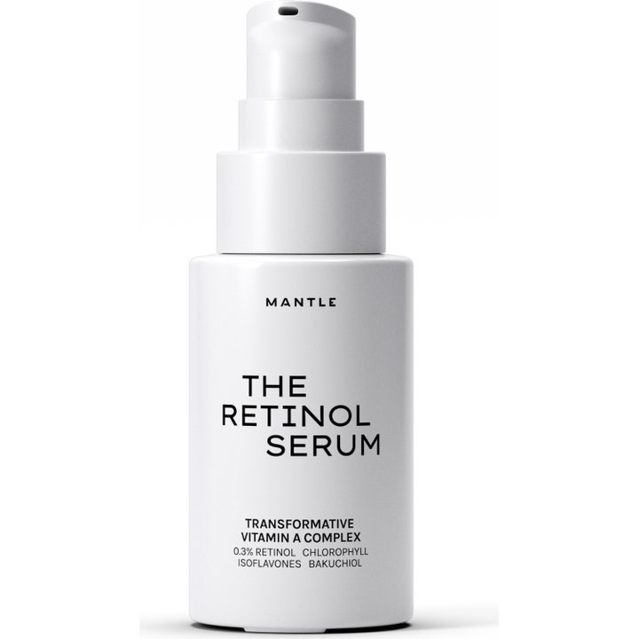 MANTLE The Retinol Serum 30 ml är ett förnyande vitamin A serum i en vit flaska med praktisk pump.